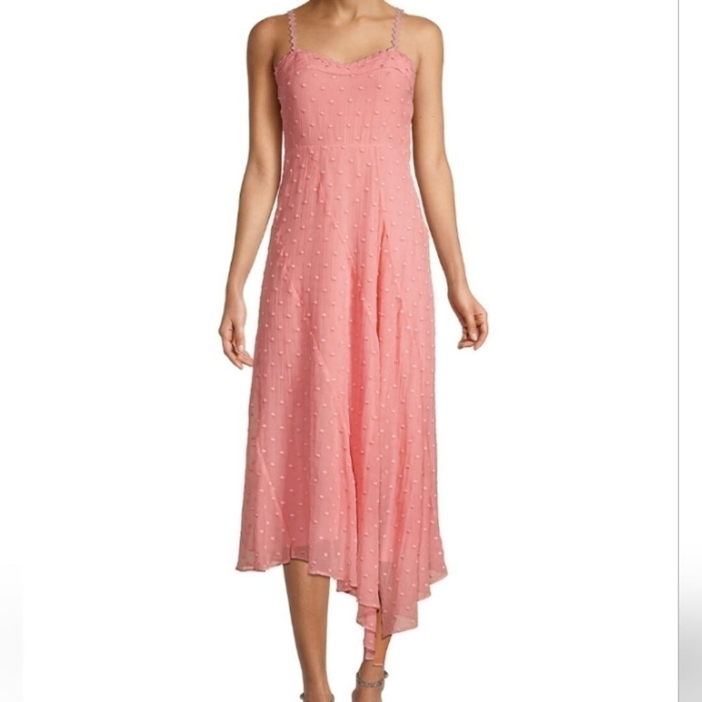 Rebecca Taylor Dot Embroidered Midi Dress Grapefruit